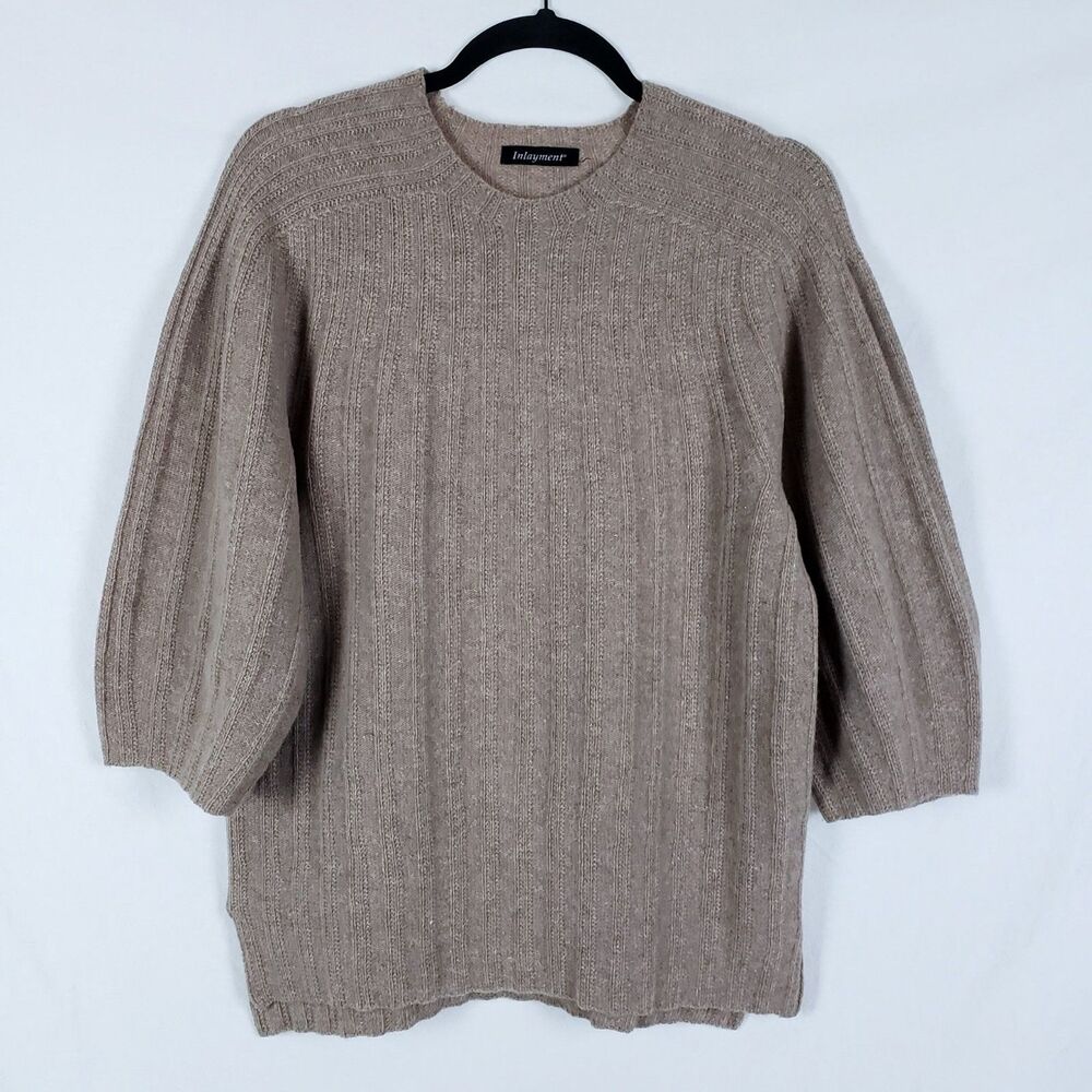 Inlayment Wool Cashmere Lagenlook Minimalist Sweater Womens M Taupe Korea